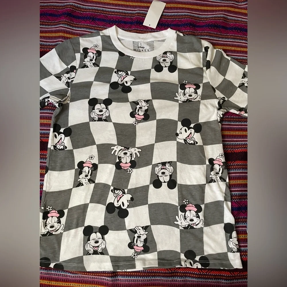 Disney Mickey Mouse Gray and White Checkered Tee - Picture 10 of 10
